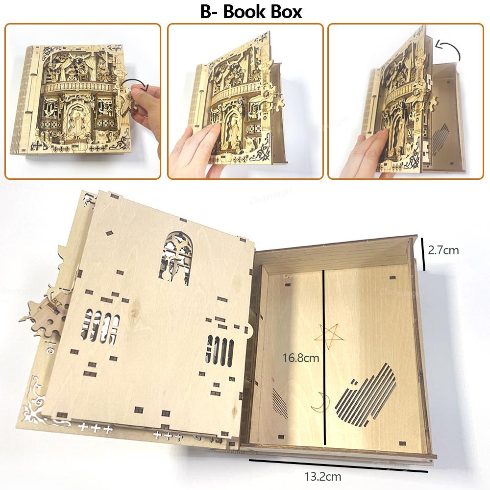 Книга Тайн 3D-пазл Деревянный DIY Сборка Миниатюрный Домик Набор Декор для Дома Гостиной Поделки Подарок для Взрослых Детей 2 Стиля