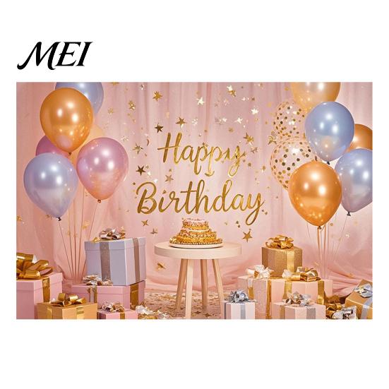 Birthday Celebration Banner Happy Backdrop, Party Photo Background Cloth for Celebration, Double-sided Printed Bunting Flag Decor Kids Women, Supplies