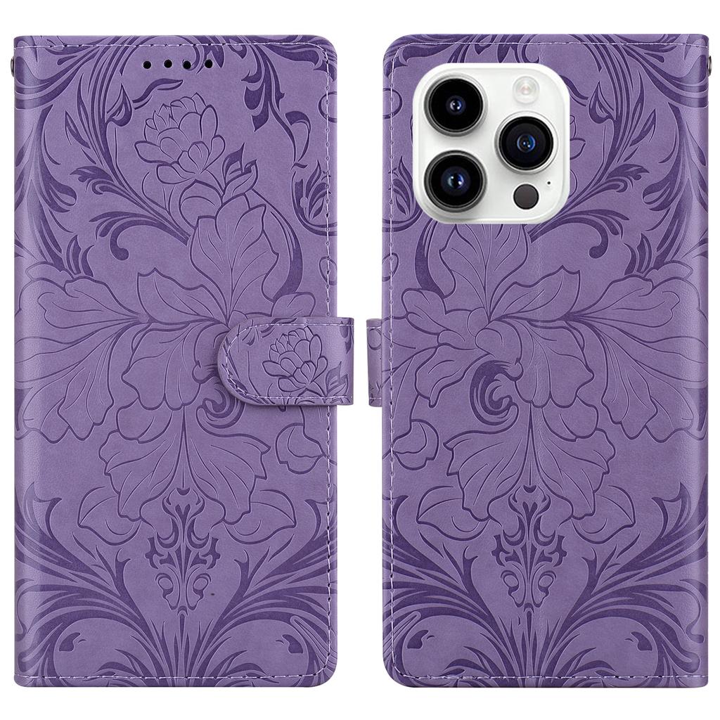 Для iPhone 16 Pro Кожаный чехол с тисненым цветочным узором Кошелек Подставка Флип-чехол для телефона