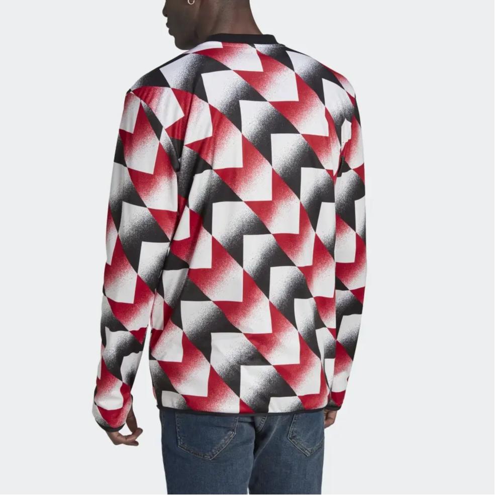 Adidas Manchester United Pre-Match Warm Top Soft Comfortable Long Sleeve T-Shirt Men Tops True-Red H56683