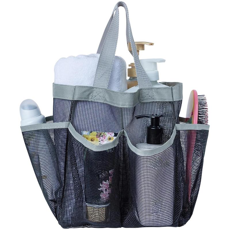 Подвесная сетчатая душевая кабина, переносная сумка-тоут для душа с 8 карманами, большая вместимость, быстросохнущий душ