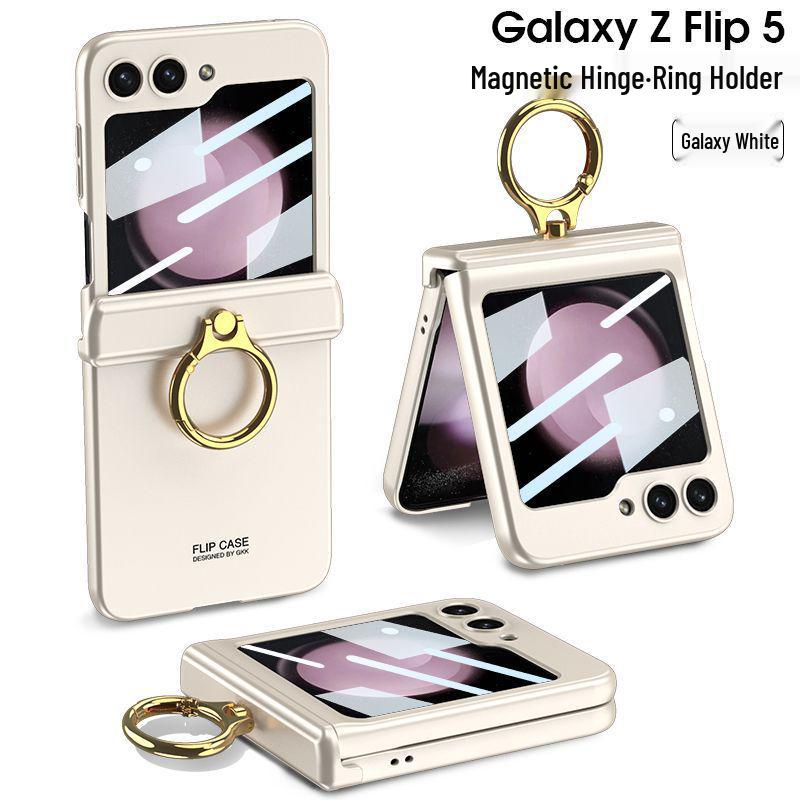 Магнитный складной чехол-кольцо с матовой поверхностью для Samsung Z Flip 5 - Защитный чехол от падений для пар