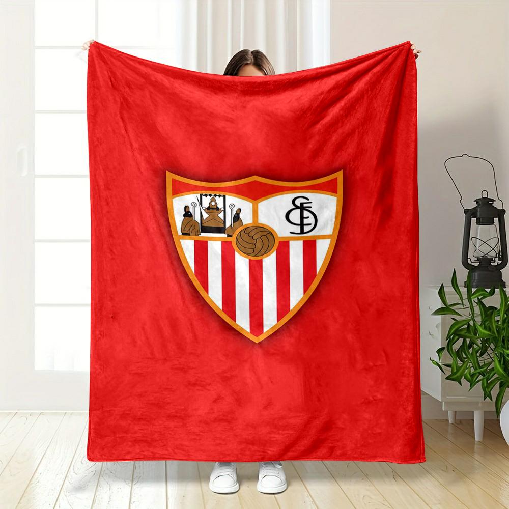 Red Shield with Stripes and Crown Emblem printed Flannel blanket for bedroom, living room, sofa, and nap