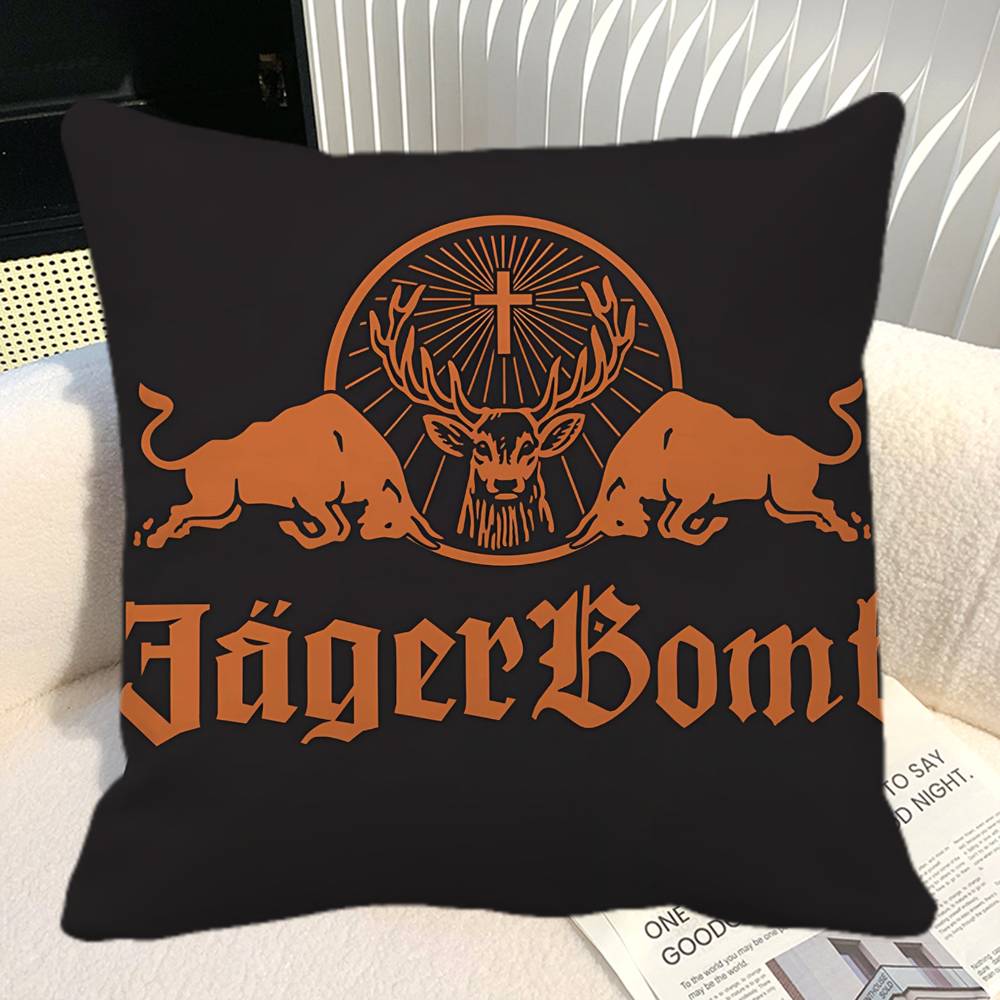 Alcohol Jjagermeister Pillow Case Square Pillow Bedroom Sofa Leisure Comfort Cushion Car Home Decoration