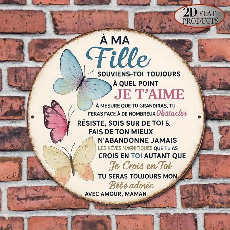 pc D Flat Round French Aluminum Sign I Love You Vintage Decorative Plaque Encouragement for Daughter Decorative