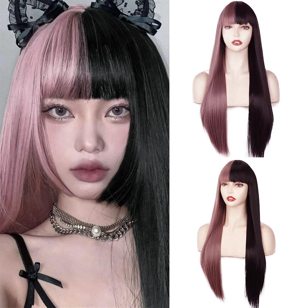 XINRAN Синтетические длинные прямые волосы полные парики с челкой для женщин повседневный костюм для вечеринки косплей