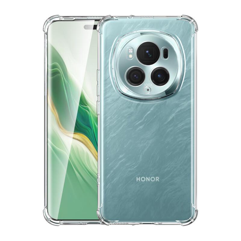 Honor Magic6 Phone Case, Full Protection Shockproof Transparent Cover, TPU Airbag Case, ES-Ip9 Series Version, Translucent White + Magnetic Ring
