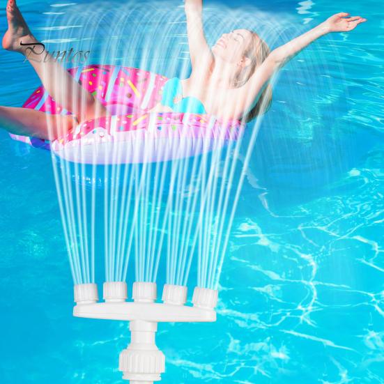 Фонтан с 5 насадками для бассейнов в земле, регулируемый водопад для бассейна, охладитель для бассейна, фонтан для жарких дней, надземные бассейны