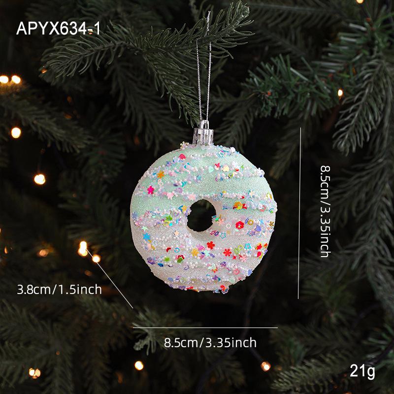 New Christmas Ornaments Cute Pink Cartoon Macaron Foam Candy Christmas Tree Pendant Pendant Props