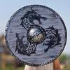 Battleworn Viking Shield  Fenrir Gray Wolf and King Finehair Inspired Design Norse Warrior Shield  Medieval Decor and Collectible Viking