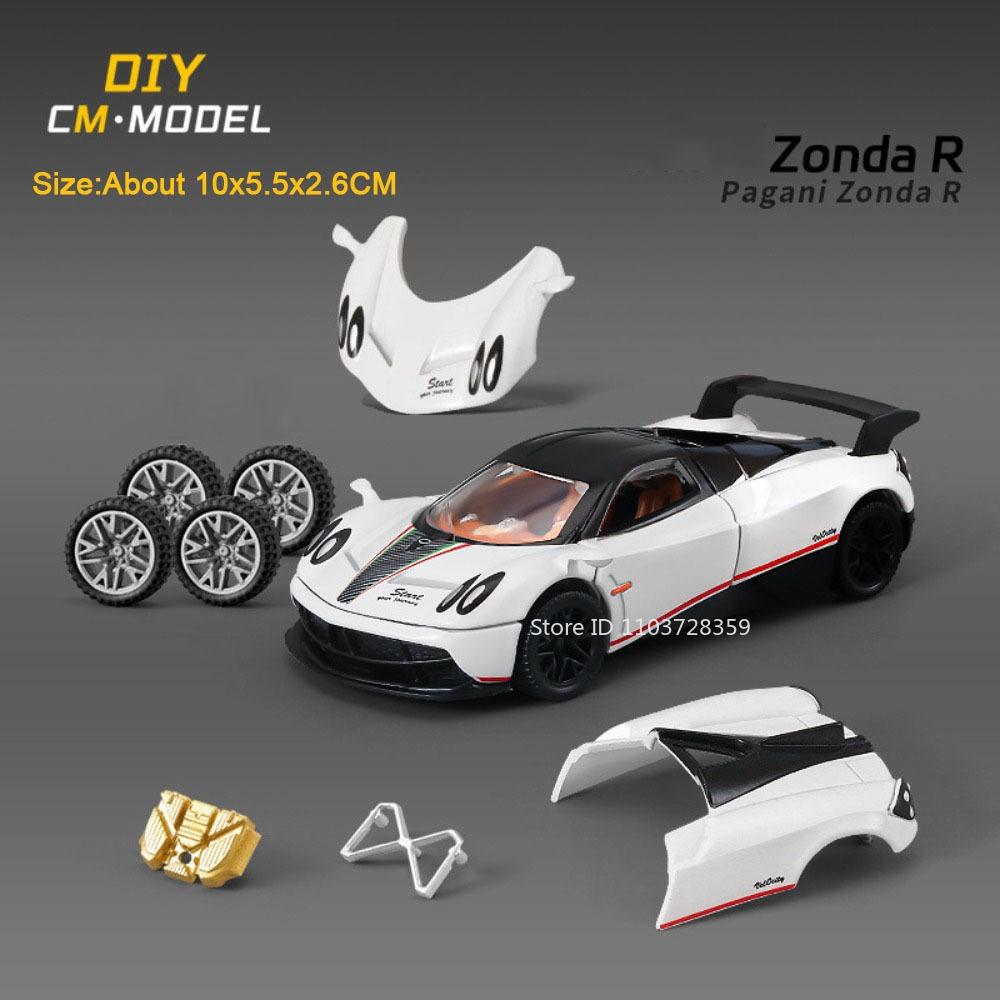 1:43 PAGANI ZONDA R AE86 Игрушечные Модели Машин Металлические Литые Двери Открываются Резиновые Шины Разборная Сборка Украшение для Мальчиков Подарки