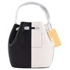 Michael Kors MK Reed Color Block Design Drawstring Closure Leather Bucket Bag Women handbags Black Cream 35F3G6RM2L-987