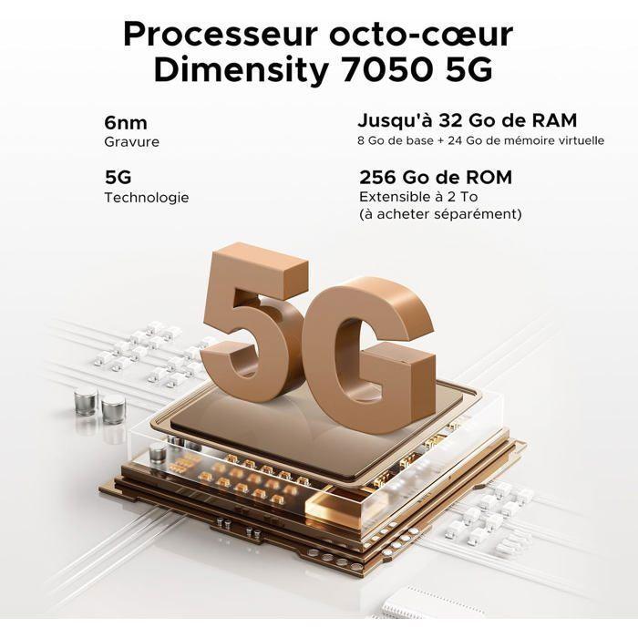 Smartphone Robuste 5G DOOGEE BLADE 20 Turbo 32Go+256Go/TF 2To 6.6" 10300mAh Telephone Portable Incassable 50MP AI Dual SIM/NFC Noir