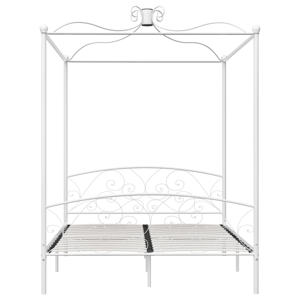Canopy Bed Frame White Metal 160 x 200 cm