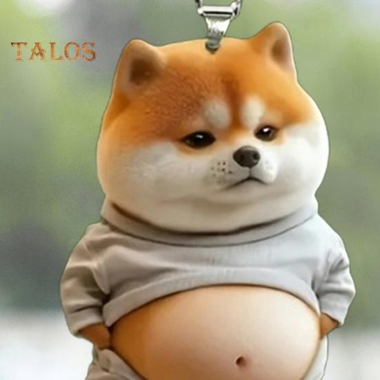 Брелок в виде толстого щенка 2D, плоский акриловый мультяшный пес, украшение для зеркала автомобиля, рюкзаки, подвеска для домашнего декора