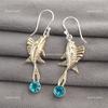 Throat Chakra Apatite Gemstone 925 Silver Hook Wedding Gift Drop Dangle Earrings EE-148-13