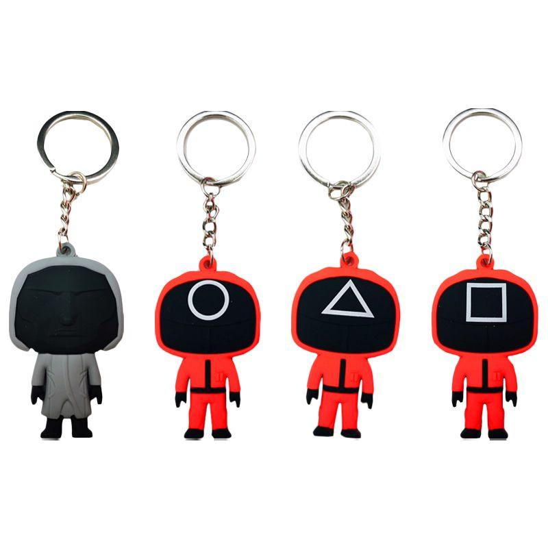 Squid Game Keychain With Red Guard Staff Worker Figure For Bags And Backpacks