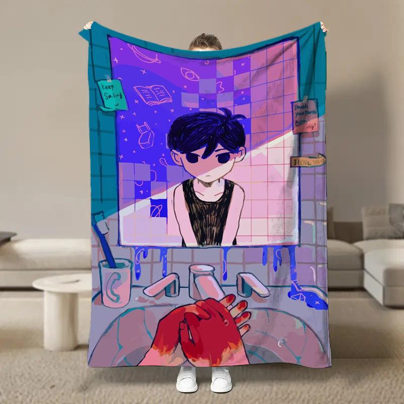 Hot Horror Video Game O-Omori Flannel Blanket Fluffy Children and Adults Sofa Plush Bedspread Throw Lunch Blanket for Sofa Bed