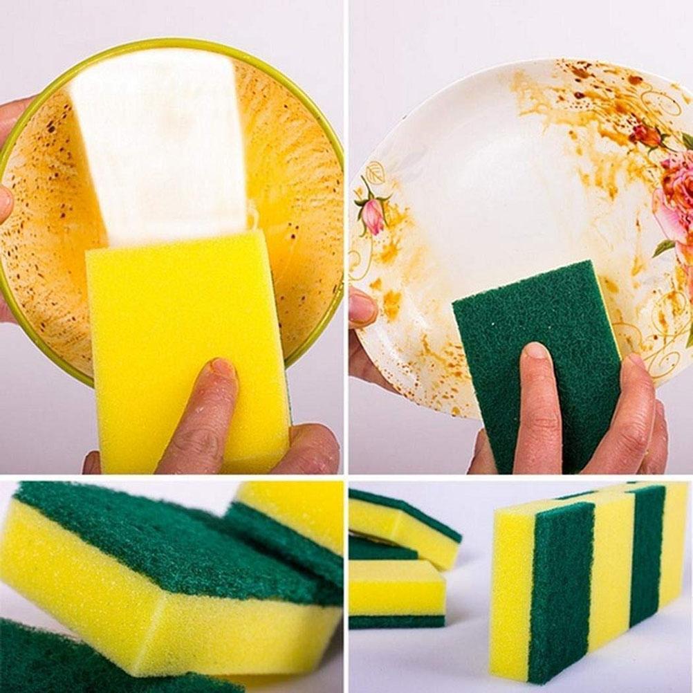 10Pcs Non Scratch Scrub Sponge Super Absorbent Multi Use Cleaning Sponges for Kitchen Dishes