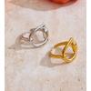 Yhpup Minimalist Stainless Steel Metal Letter D Open Ring Rust Proof Hollow Distinctive Adjustable Jewelry Wholesale