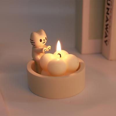 Забавный подсвечник-кошка Ручная работа Керамический подсвечник Котёнок Милый Ароматический держатель для свечи Украшение для дома Креативный подарок для любителя кошек