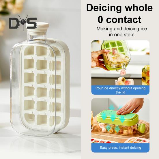 Лоток для льда с крышкой, эффективная форма для приготовления льда для морозильника, легкое извлечение, бесконтактная заливка кубиков льда для напитков, кофе, коктейлей