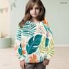 Girls Off White Long Sleeve Hooded Pullover Avocado Printed Casual Hoodie