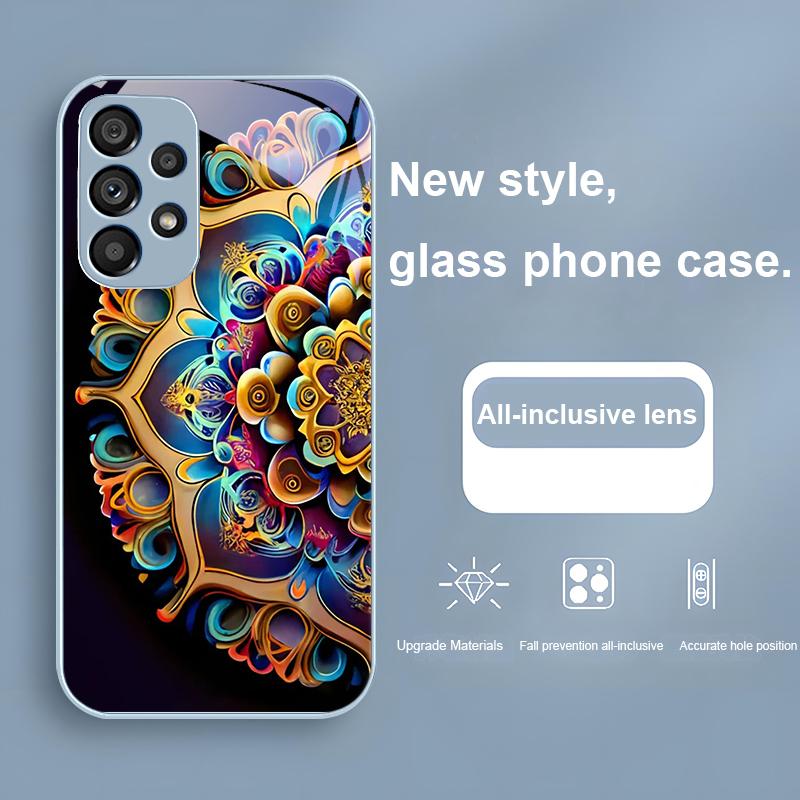 Абстрактный цветок зеленый Для Samsung Galaxy S23 U Ltra 24 Plus S20 21 FE S25 Ultra A70 A72 73 51 52 53 Закаленное стекло Чехол для телефона