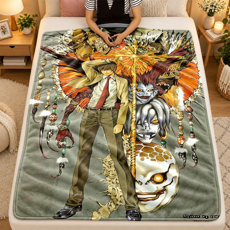 Flannel BlanketDeath Note Warm Soft Throw Blanket for Indoor Sofa Bed Living Room Use