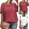Женская летняя модная футболка - Элегантный дизайн с вырезами на плечах, Повседневный топ