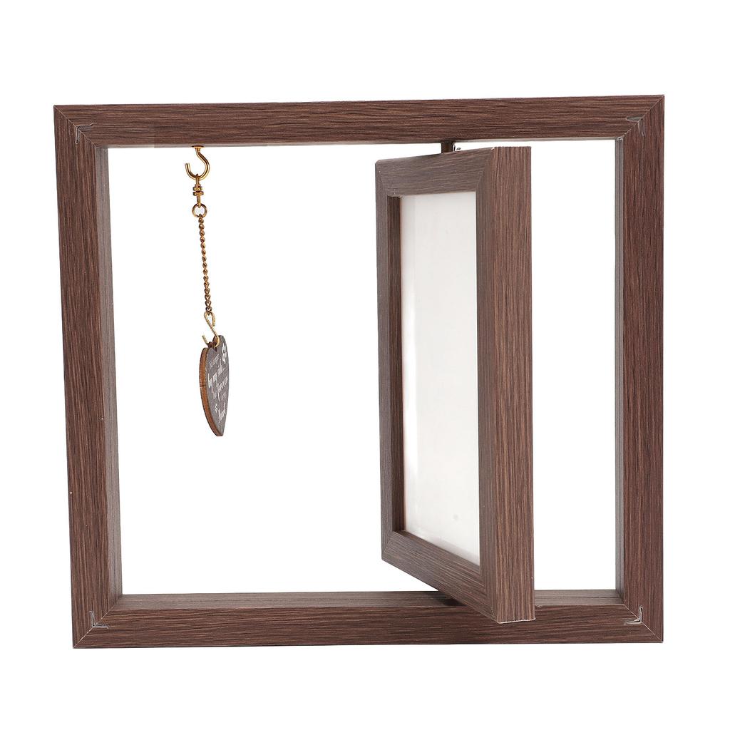 Dog Memorial Picture Frame 4x6 Rotating Cats Sympathy Gift Wooden Remembrance Photo Frame for Pet