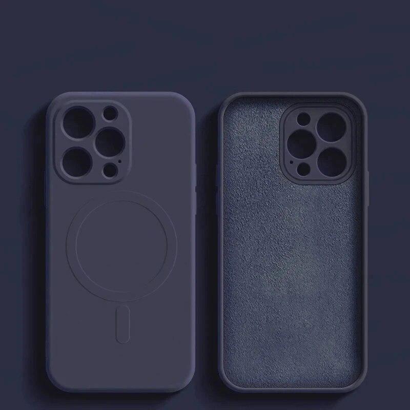 Роскошный жидкий силиконовый чехол для телефона iPhone 15 14 13 12 11 Pro Max Plus для Magsafe с беспроводной зарядкой, противоударный магнитный чехол