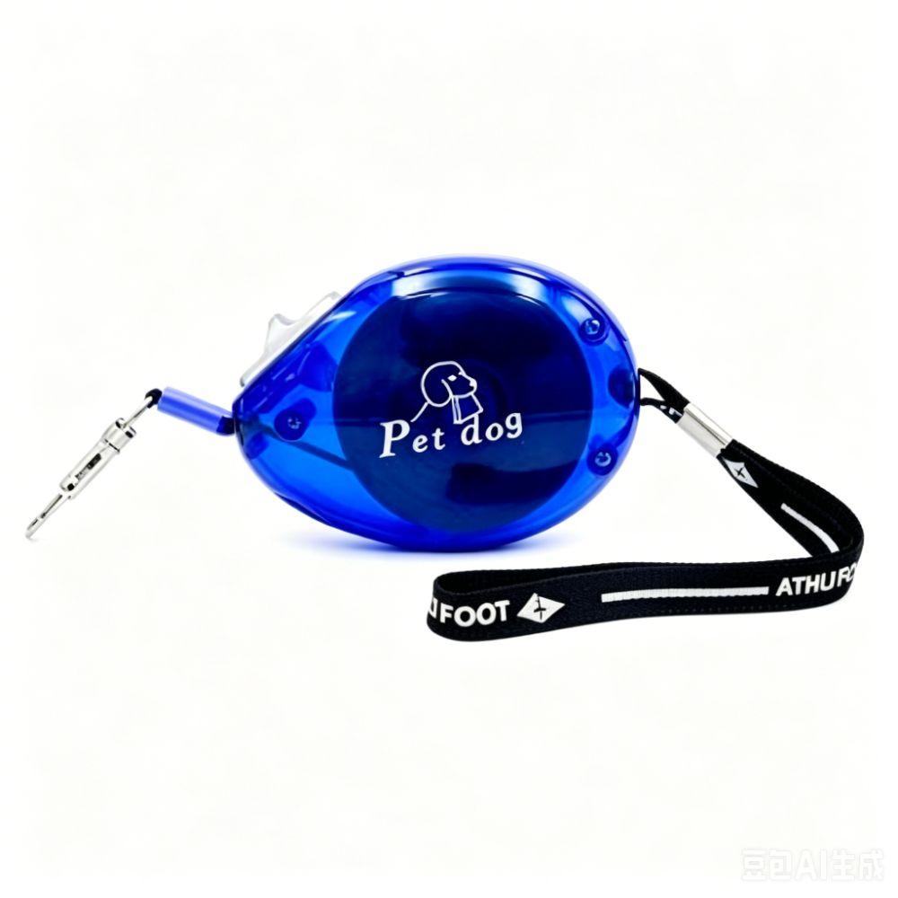 Blue Color Auto Retract Dog Strap Transparent Outer Shell Walking Pet Tether Sidewalk Pet Roam