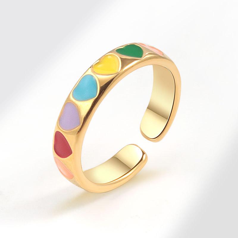 Высококачественное красочное кольцо с открытым сердечком в виде капли масла, простой и щедрый вкус, женская ниша, высокая роскошь, эмаль, модные тенденции, кольцо, ювелирные изделия