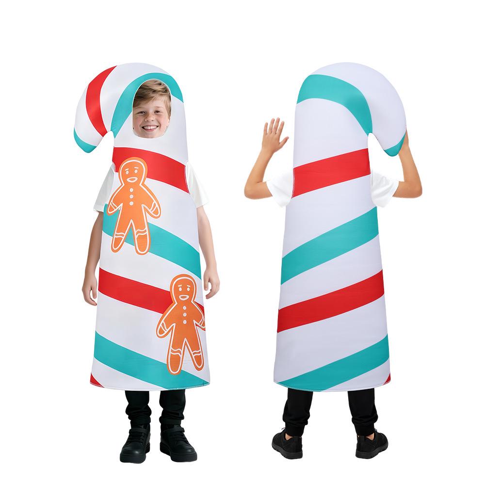 Kids Santa Claus Christmas Costume with Candy Cane Gift Box - Perfect for Parties and Performances