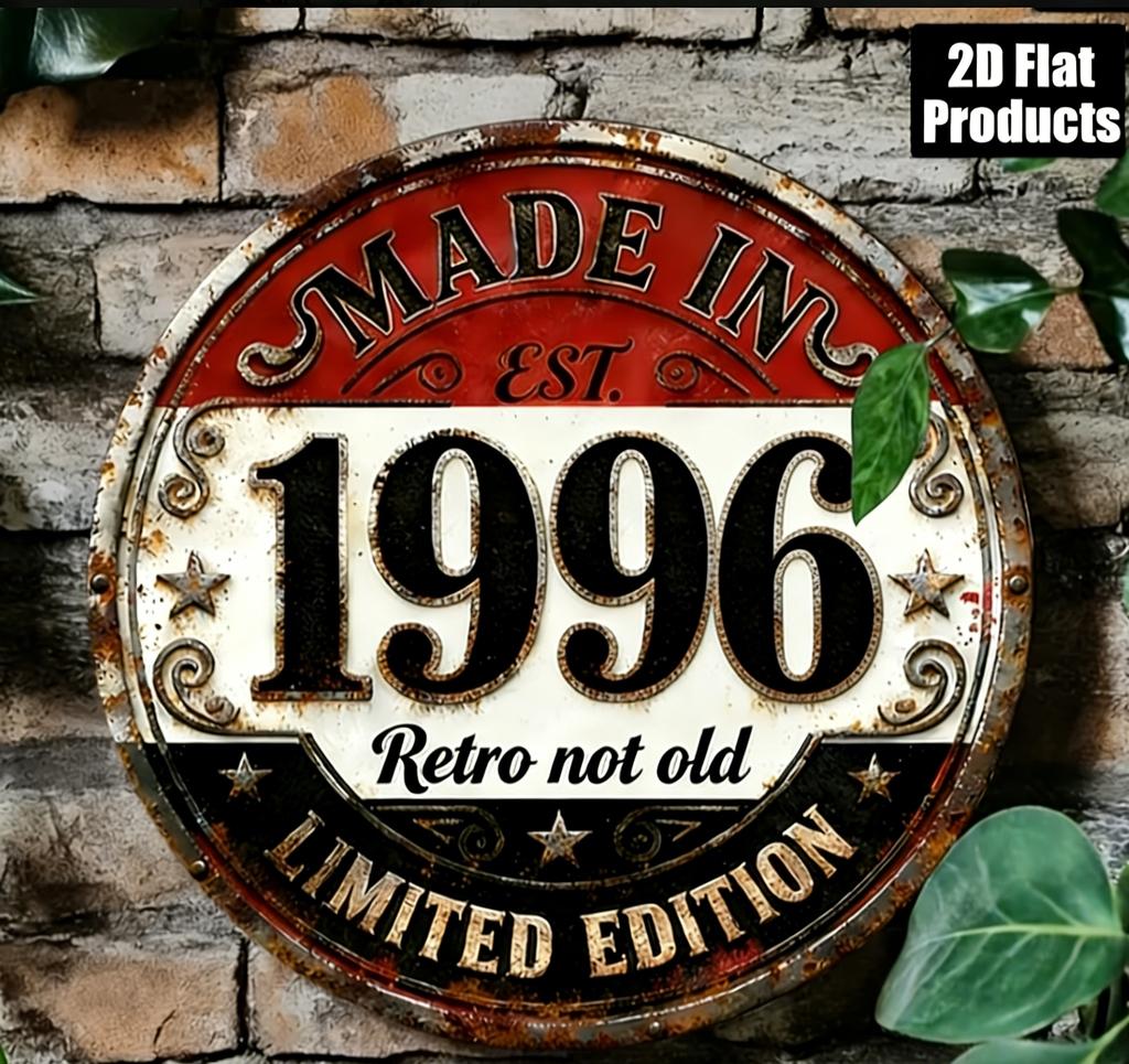 Made in Retro Not Old D Flat Round Metal Sign Limited Edition Vintage Rustic Wall Decor for Home Bar Cafe