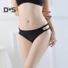 Sexy Embroidery Lace Stitching Briefs Solid Color Bowknot Decor See Through Mesh Thong Low Rise Ultra Thin Hollow Out Panties