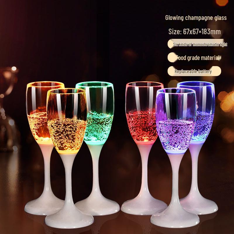 Светодиодный бокал для шампанского из пищевого пластика - Оригинальная атмосфера, свадебный банкет, винный бокал