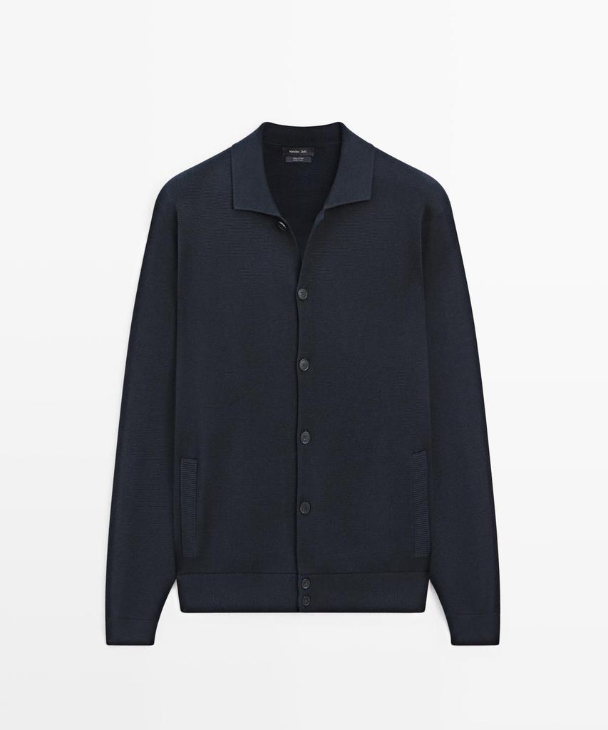 Мужской вязаный кардиган с воротником-поло Massimo Dutti, 100% хлопок