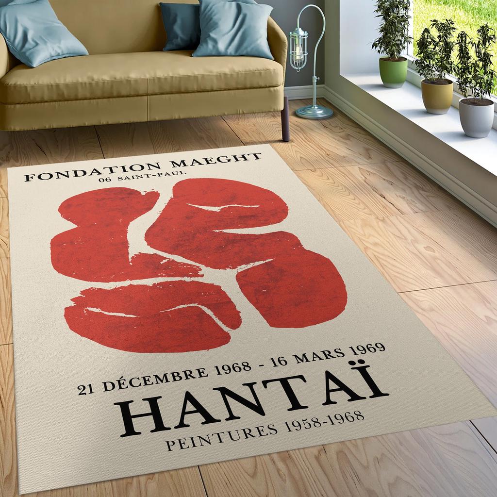 Simon Hantai Galerie Maeght Exhibition Poster Abstract Minimalism Painting Rugs for Bedroom Aesthetic Area Rug Bedroom Door Mat