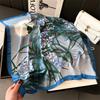 Orchid Grass Silk Scarf Female Imitation Silk Scarf Retro Printed Peony Poppy Square Scarf 70Cm Sun Protection Shawl