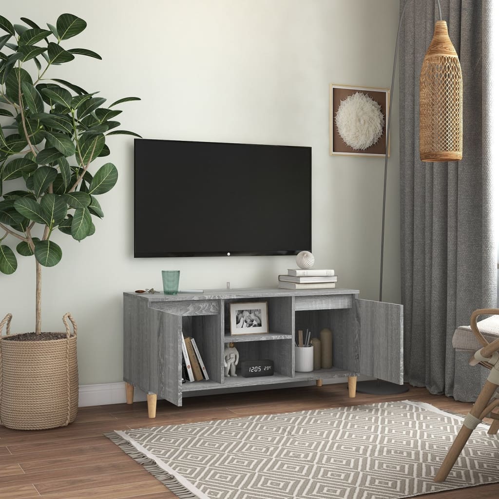 Vidaxl Szafka Tv, Drewniane Nogi, Szary Dąb Sonoma, 103,5X35X50 Cm