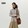Женская клетчатая рубашка Semir спущенного плеча и длинным рукавом