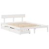 VidaXL Cadre de lit avec tiroirs blanc 140x190 cm bois de pin massif, sommier, cadre de lit double, cadre de lit en bois 3301507