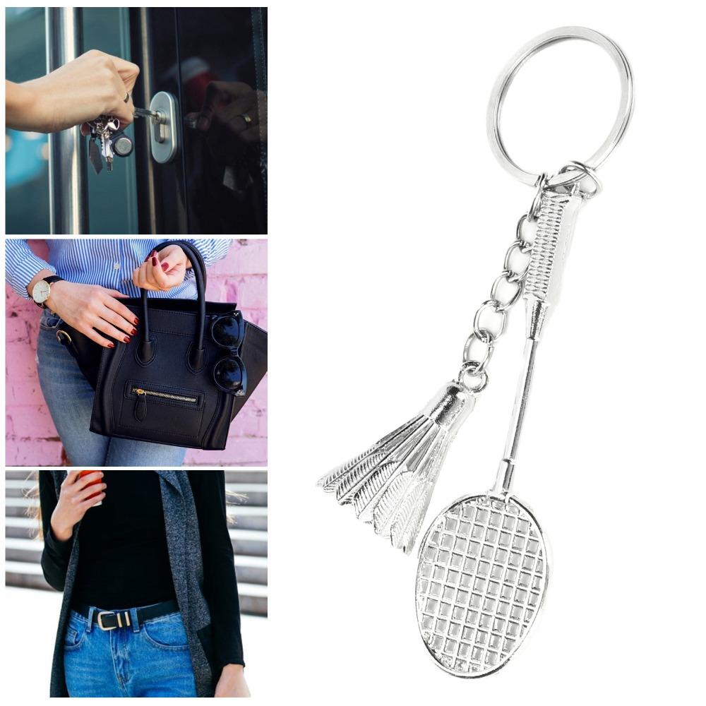 12pcs Metal Material Badminton Keychain Charm Mini Size Metal Keyrings For Badminton Fans
