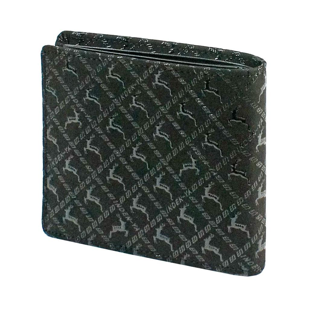 Inden Bifold Bill Compartment No Coin Black Background X Black Deer Pattern [Indenya] Wallet, I, Purse, Deerskin, Lacquer, 2005-01-165