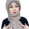 Winter Womens Warm Double Layer Padded Thickened Hat Scarf One Knitted Hat Wool Knitting Net Explosion Models Wind Snow Beanies Hats