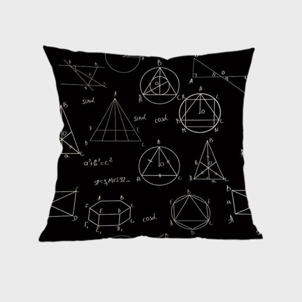 Black Circular Abstract Geometric Cushion Cover Vintage Religion Style Cotton Linen Sofa Decoration Throw Pillow Case Cojines
