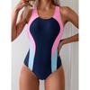 2024 Women's Color Block One-Piece Swimsuit with Hollow Back
