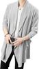 J.STORE Men's Long Cardigan, Flattering, Stylish, with Pockets, Long Sleeves, Gray, Size 5A-J02-GYM